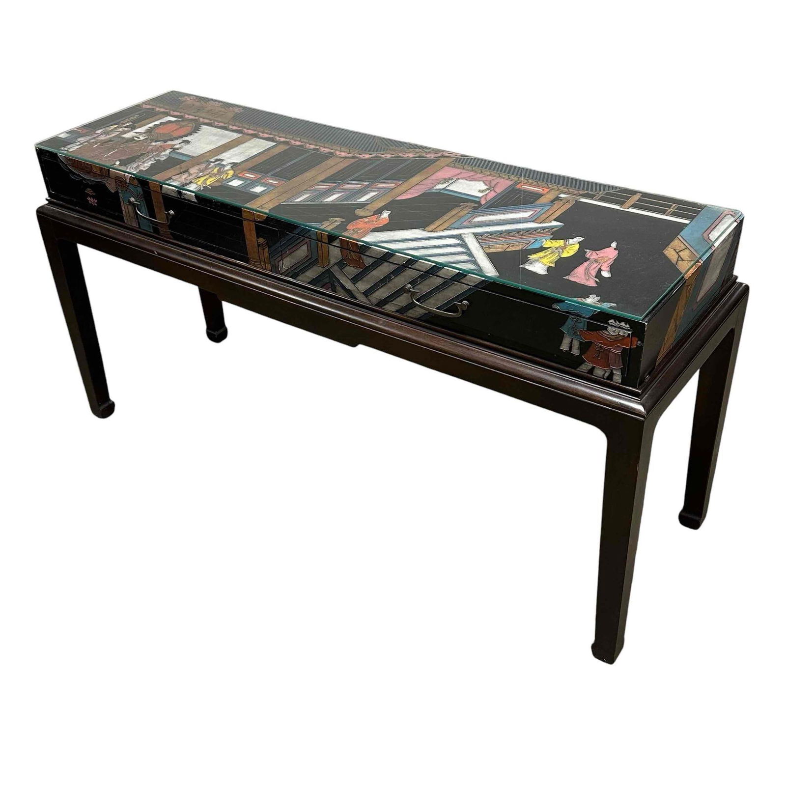 Chinese Export 2 Drawer Coromandel Console Library Table (1 of 20)