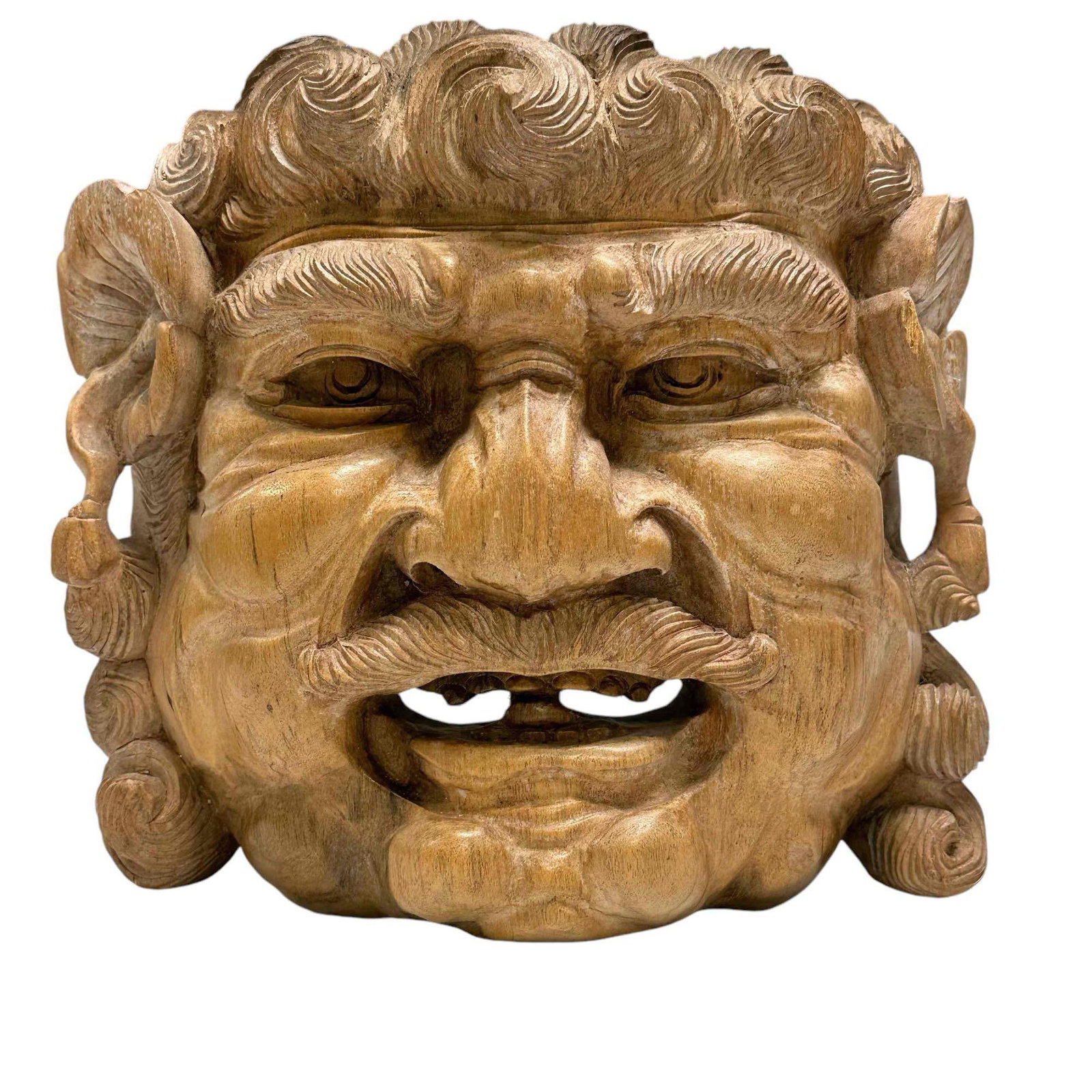 Japanese Hand Carved Wooden Folk Art Mask Wall Hanger (1 of 10)