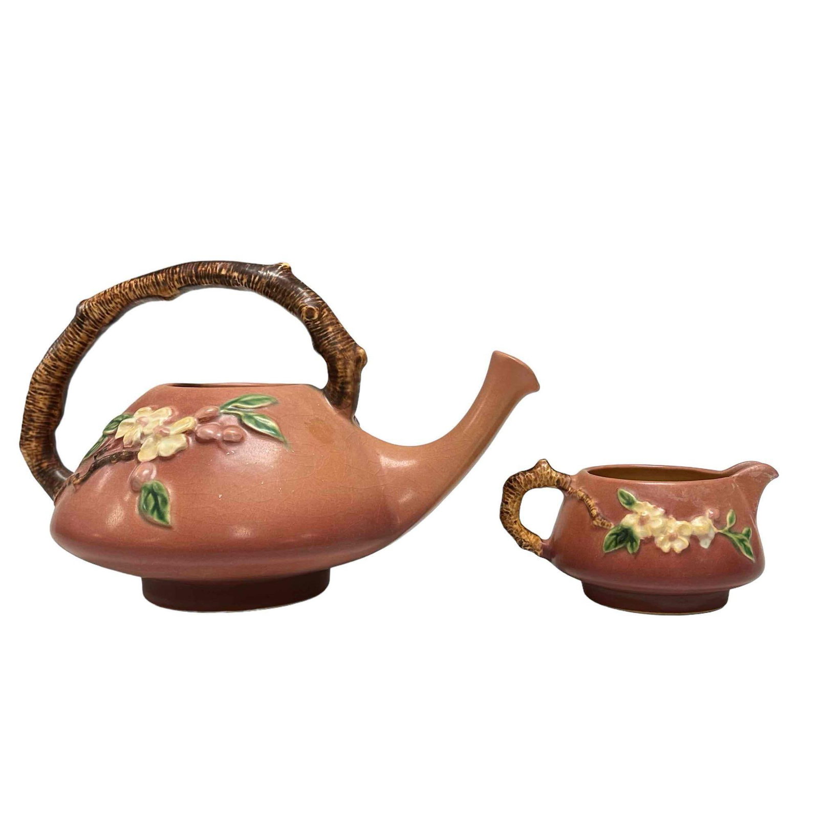 Roseville Apple Blossom Teapot and Creamer (1 of 20)