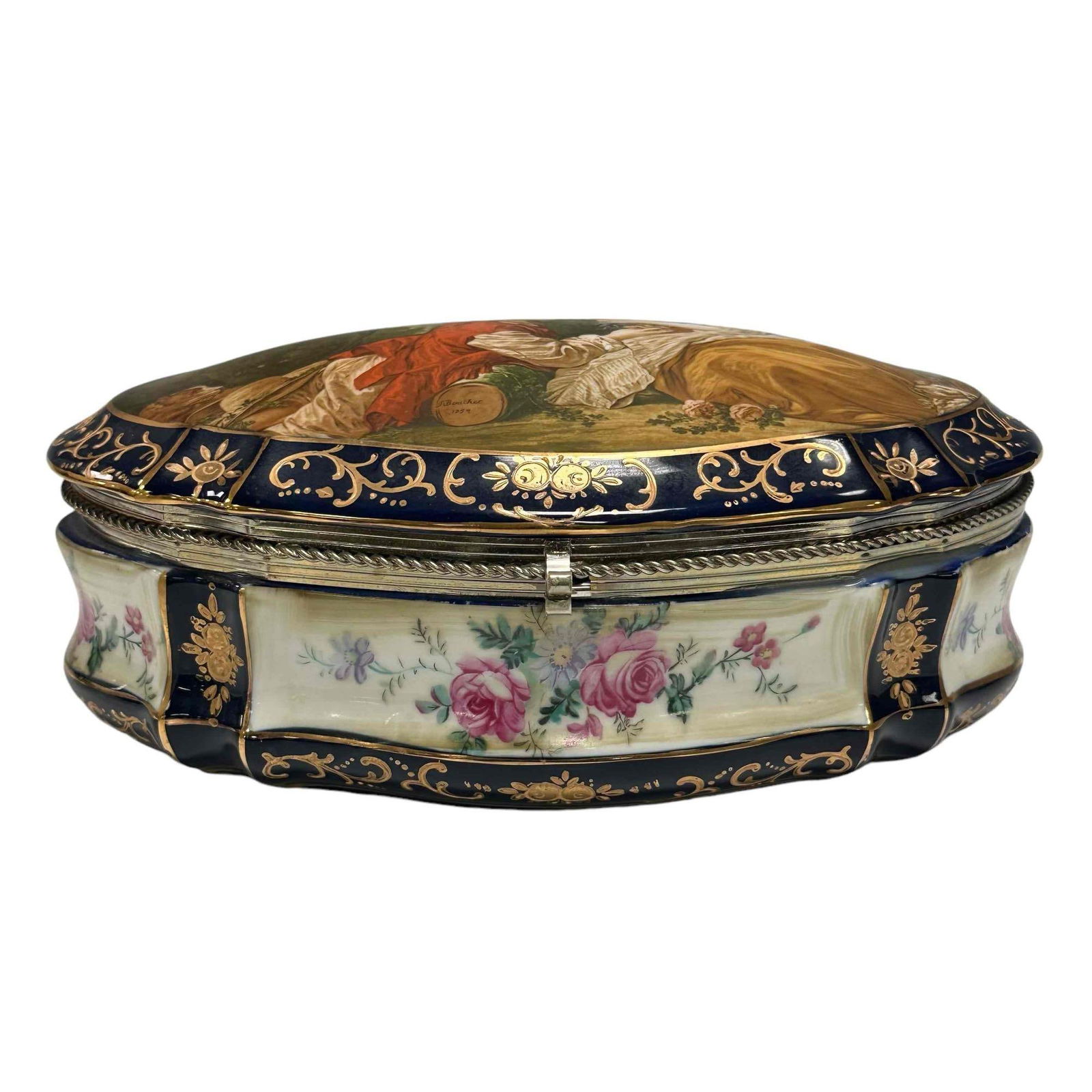 20th Century Sevres Style Rococo Porcelain Lidded Box (1 of 16)