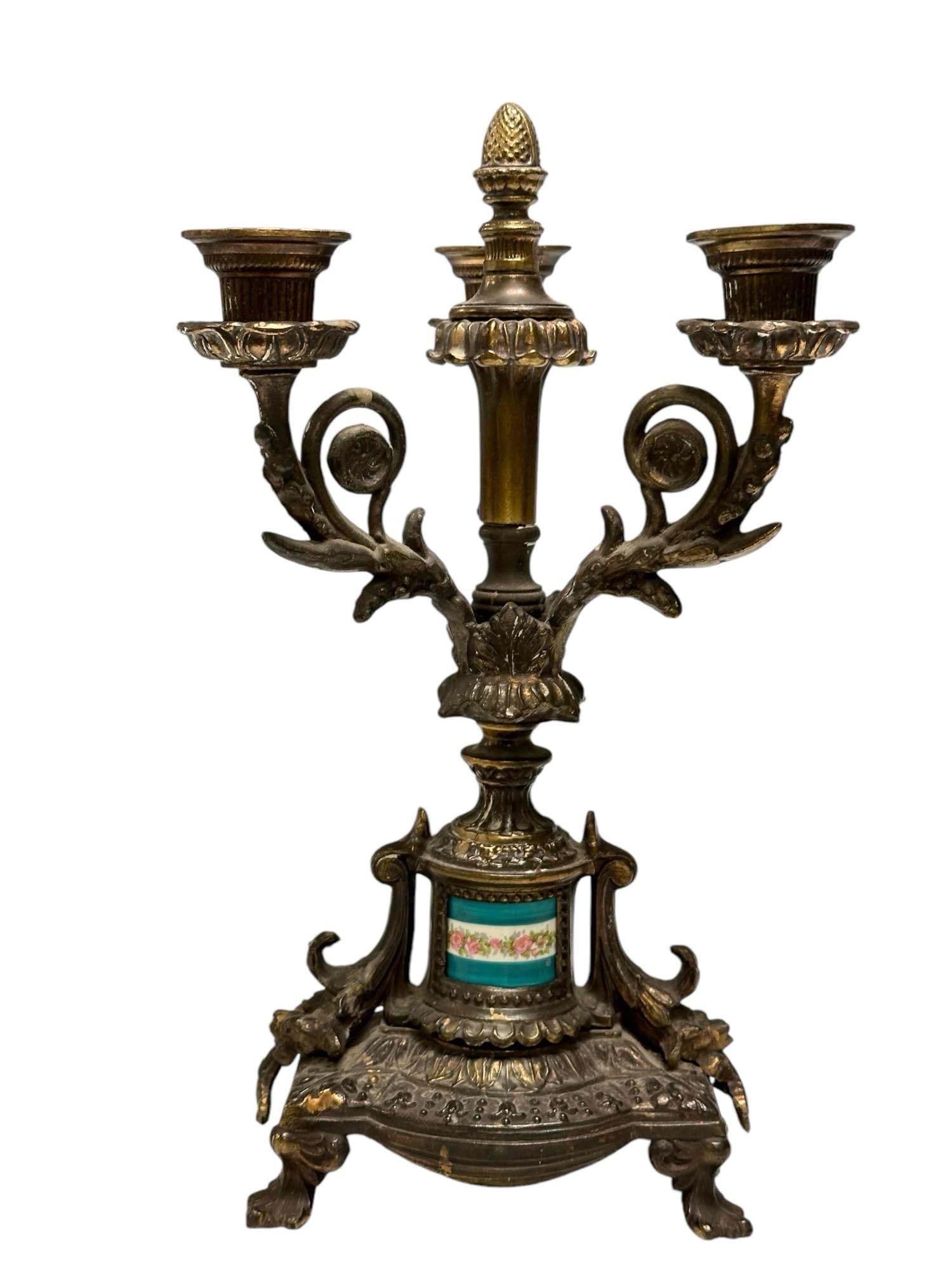 French Empire Style Bronze 3-Light Candelabra (1 of 13)
