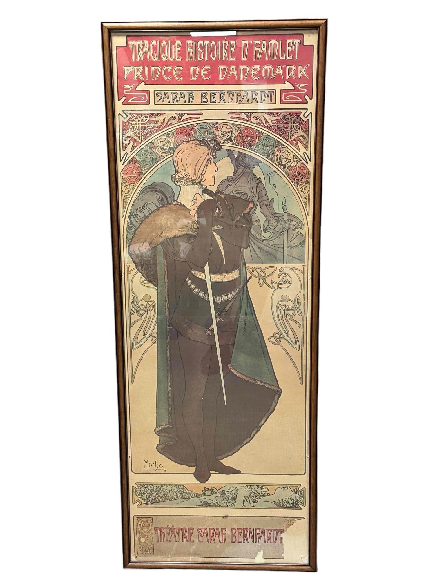 ALPHONSE MUCHA (1860-1939) HAMLET THEATRE POSTER 1899: ALPHONSE MUCHA (1860-1939) for production of TRADGIQUE HISOIRE O'HAMLET PRINCE OF DANEMWARK Imp. F. Champenois, Paris “The French adaptors of Shakespeare’s play, Eugène Morand and Marcel Schwob,