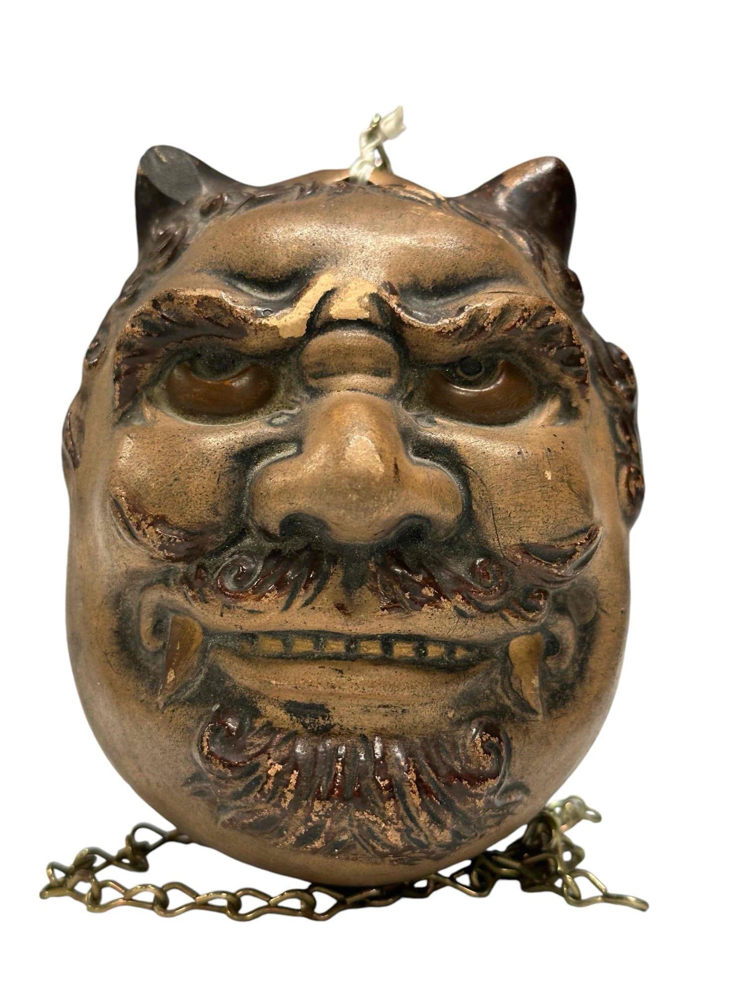 Meiji Japanese Bizen  Two Face Pottery Bell (1 of 17)