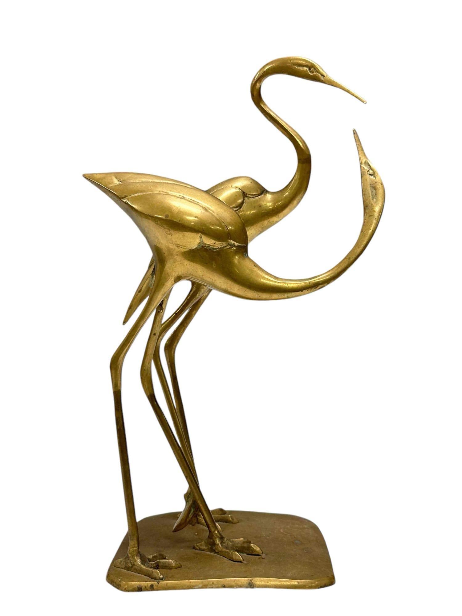 20th c. Double Crane / Heron Brass Sculpture (1 of 15)