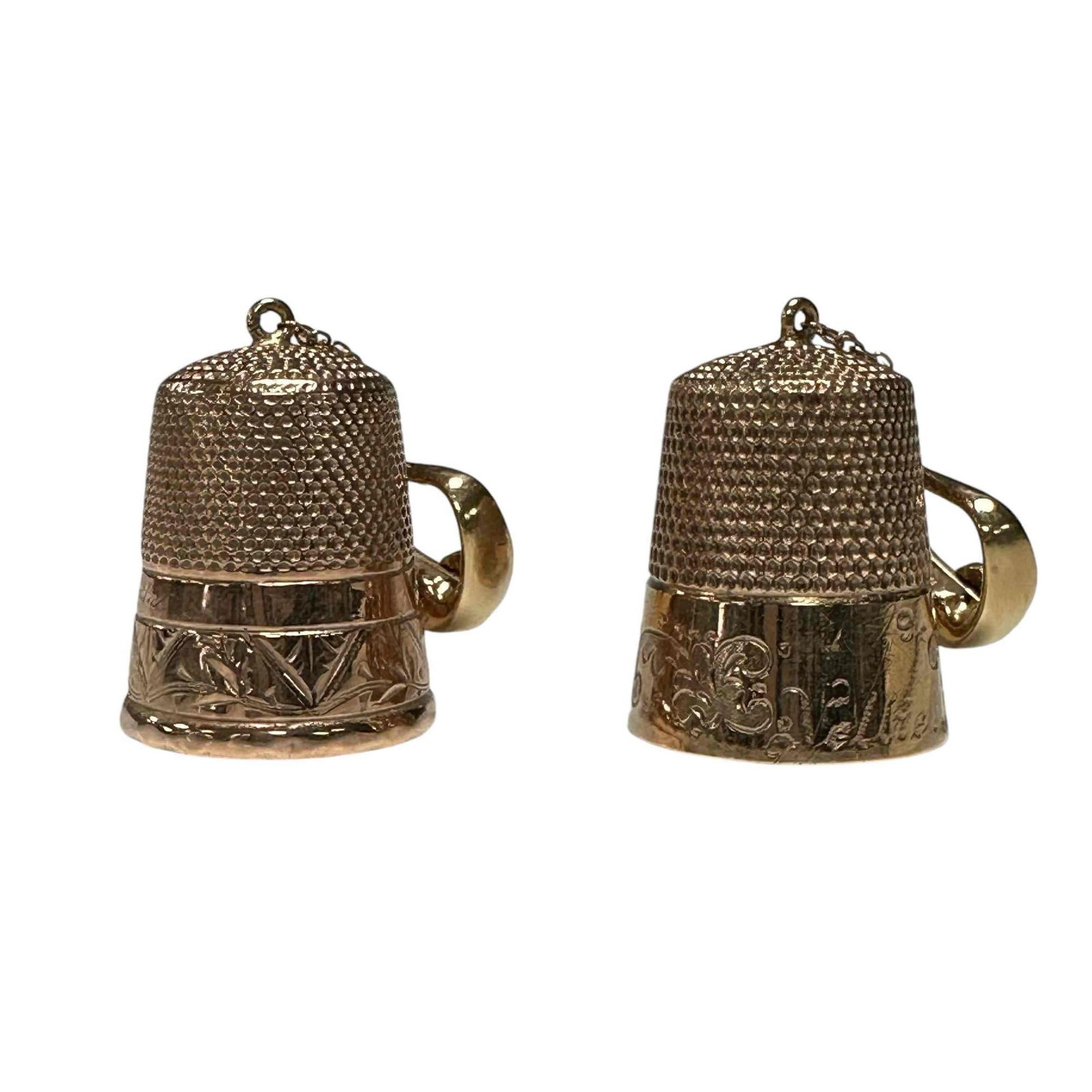 Thimble Dangle Earrings: Thimble dangle clip-on earrings. Stamp: 10kt. Gross Weight: 7.72 dwt.