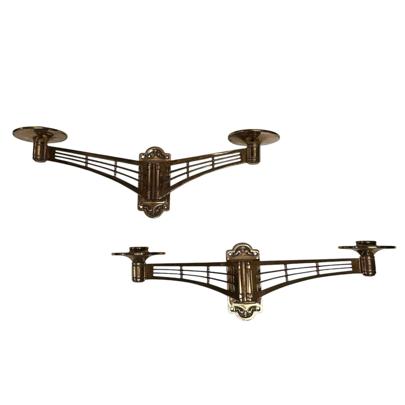 Pair of Art Deco Swing Arm Bronze Candle Sconces (1 of 17)