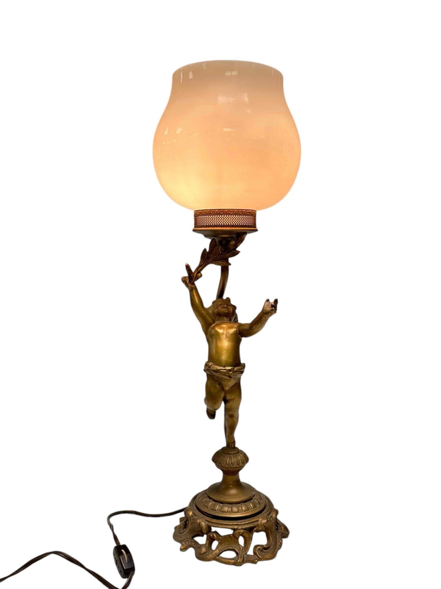 Italian Cupid / Putti Bronze Lamp (1 of 18)