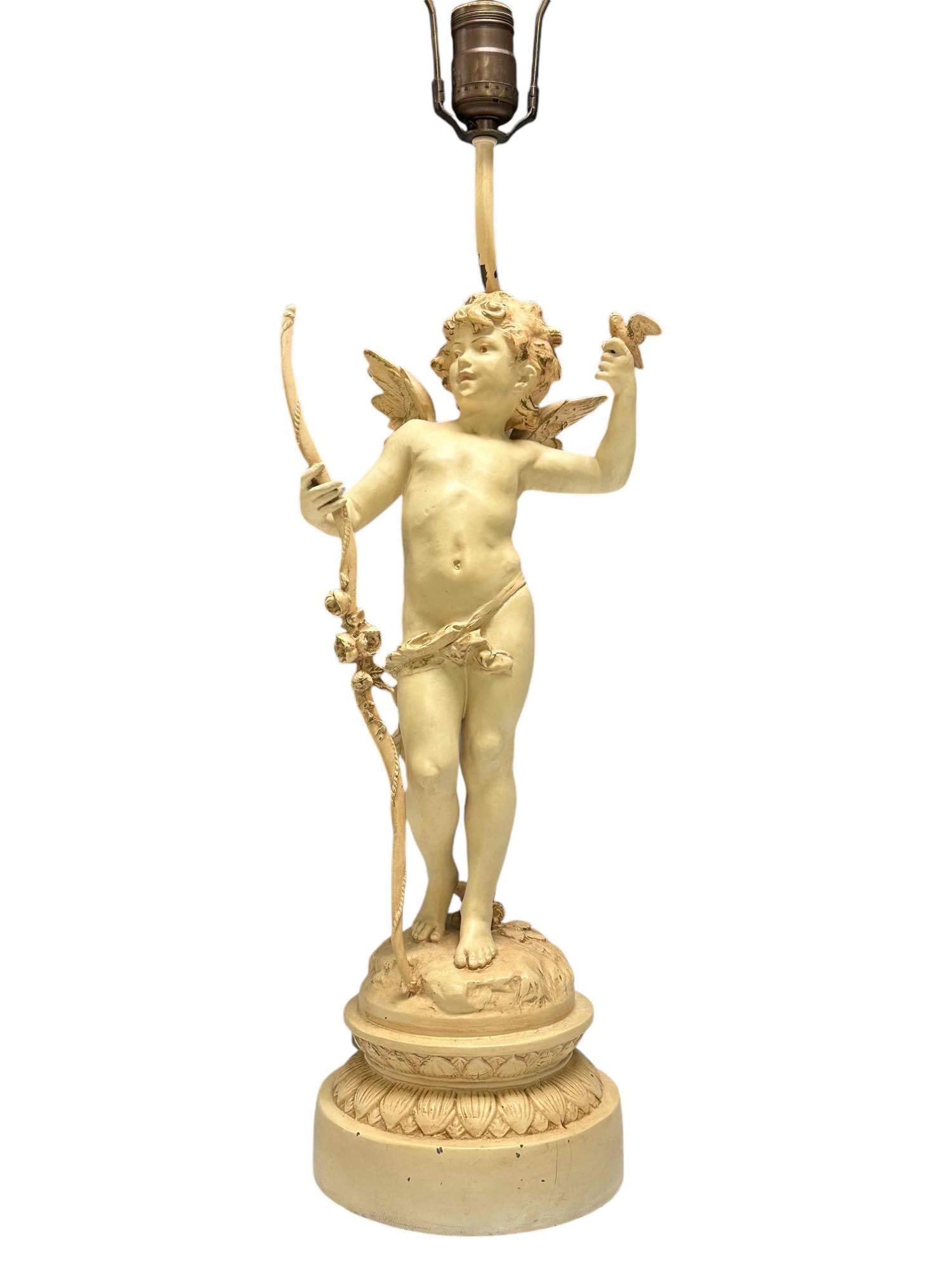 Cherub Figural Painted Metal Lamp after Auguste Moreau (1 of 16)