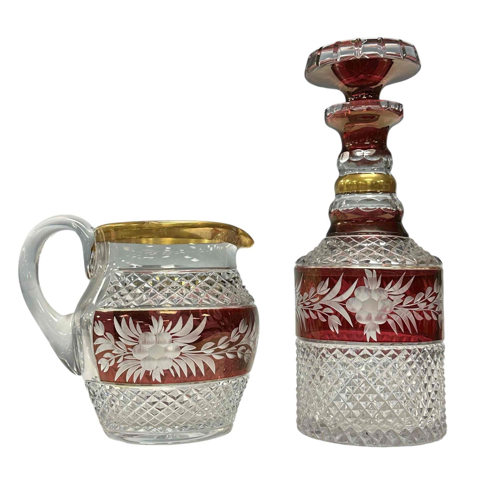 Ruby Cut to Clear Bohemian Czech Art Glass Pcs (1 of 20)