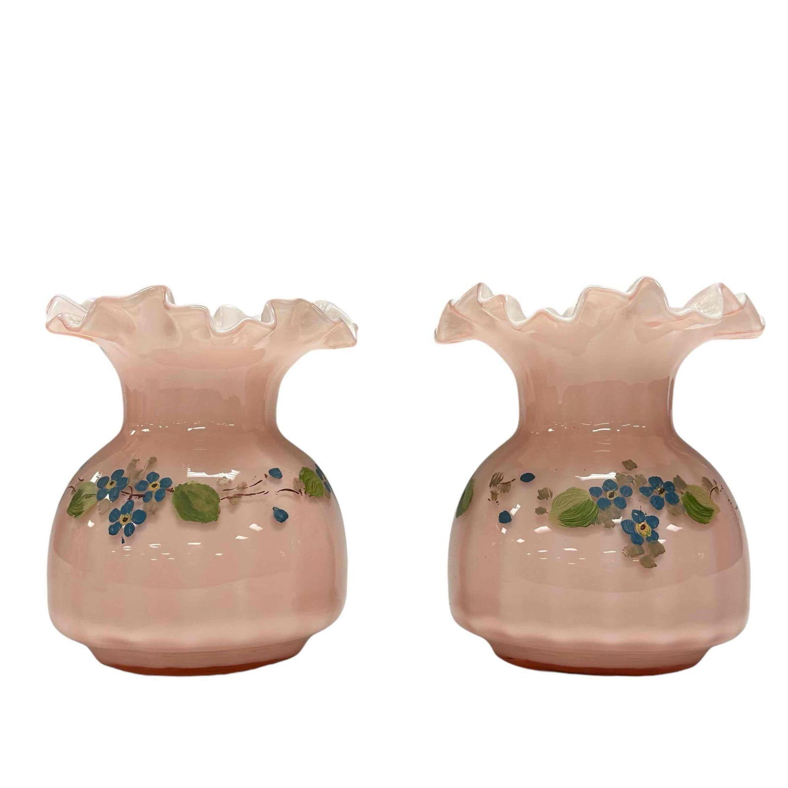 Pair of Enameled Victorian Art Glass Vases (1 of 11)
