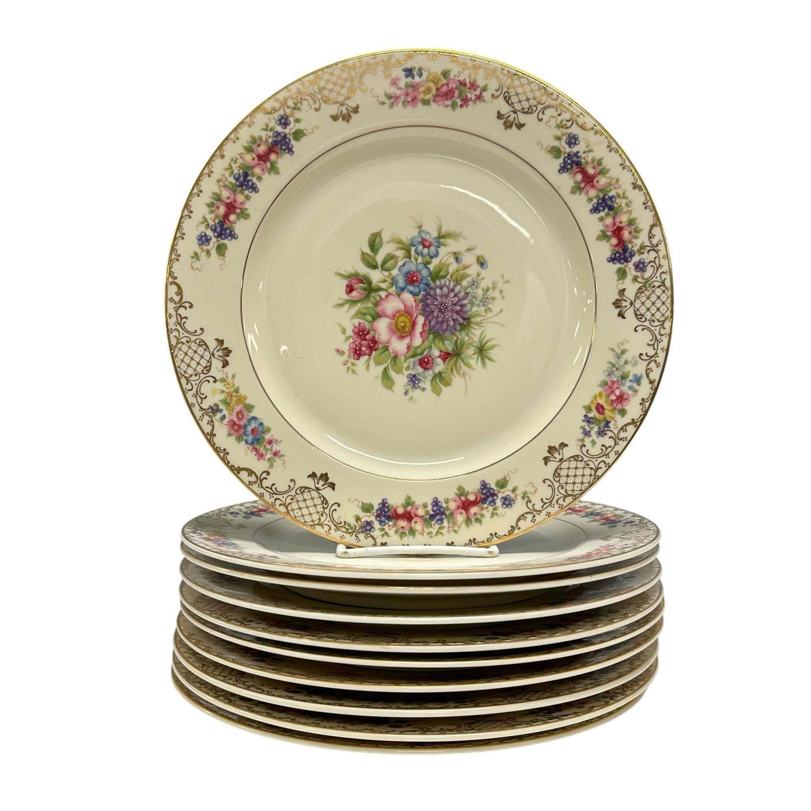 Set of 10 Rosenthal "Floranada" Porcelain Dinner Plates: Set of 10 Rosenthal Ivory bone china 10" diameter dinner plates in the Floranada pattern. Good condition as shown, see photos