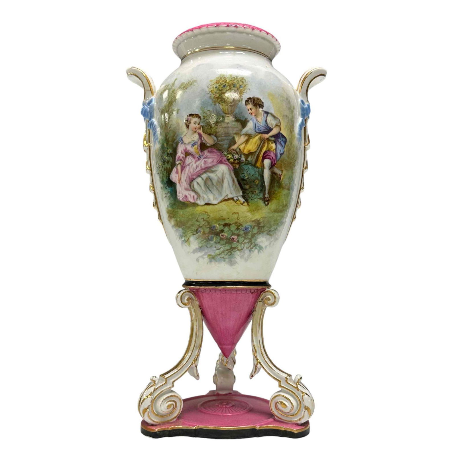 French Hand Painted and Transfer Pedestal Urn (1 of 15)