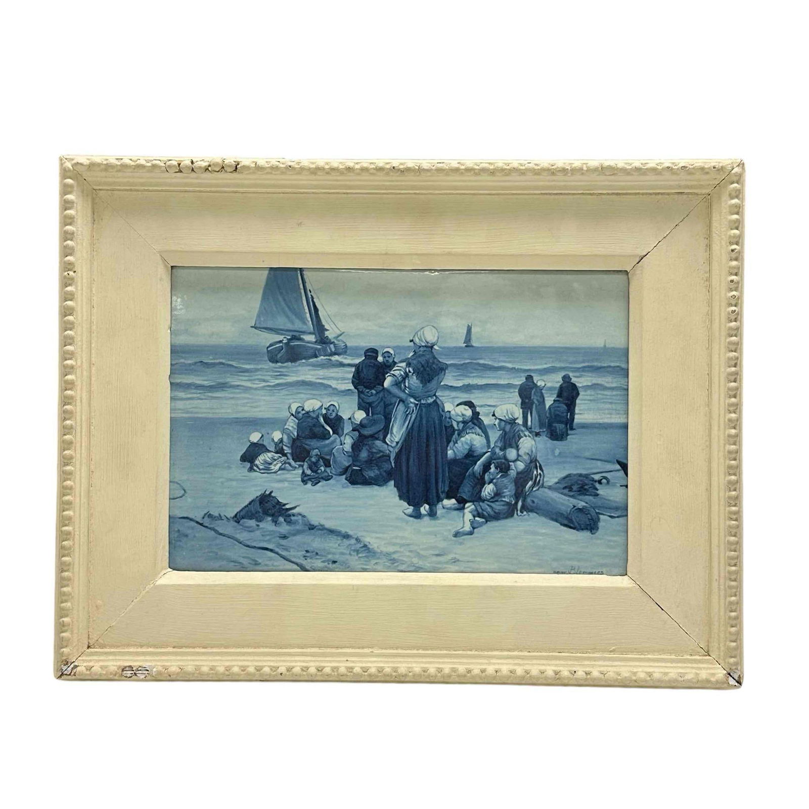 Early Dutch Delft Porcelain Tile Plaque signed BLOMMERS (1 of 20)