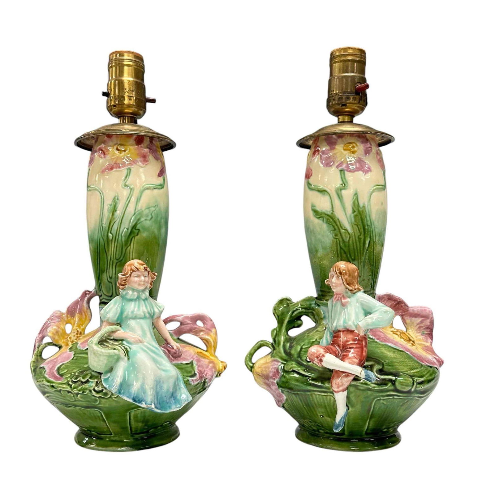 Majolica Figural Table Lamps Pair (1 of 15)
