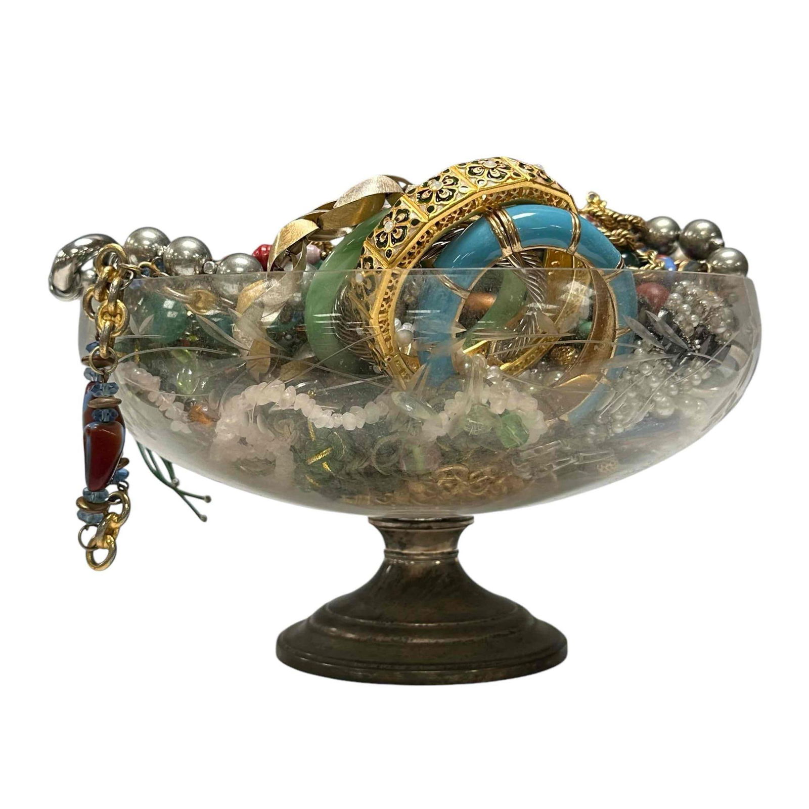 Large Jewelry Group in Sterling Silver and Glass Compote Bowl (1 of 20)