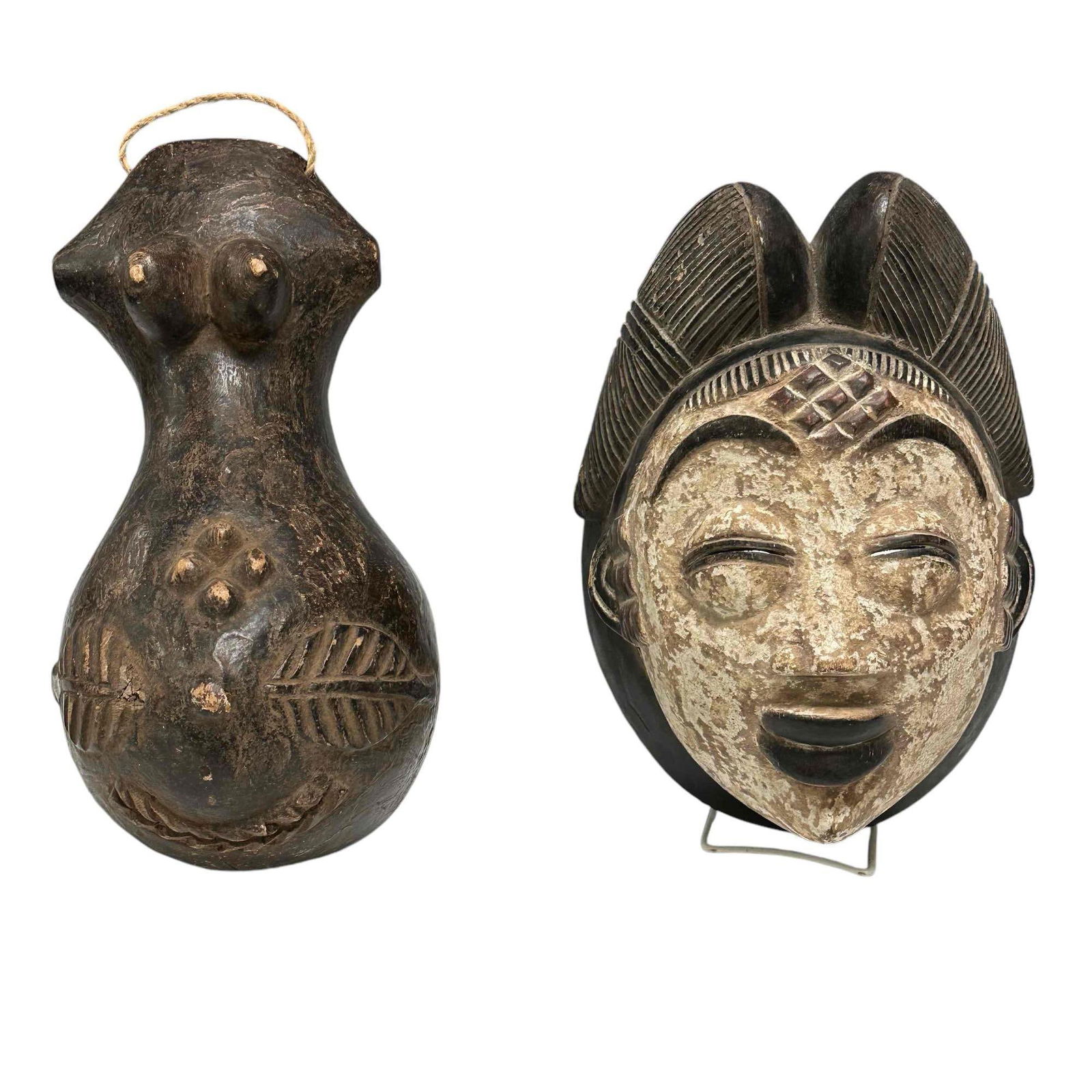 Carved Polynesian Polychrome Mask and Fertility Sculpture (1 of 13)
