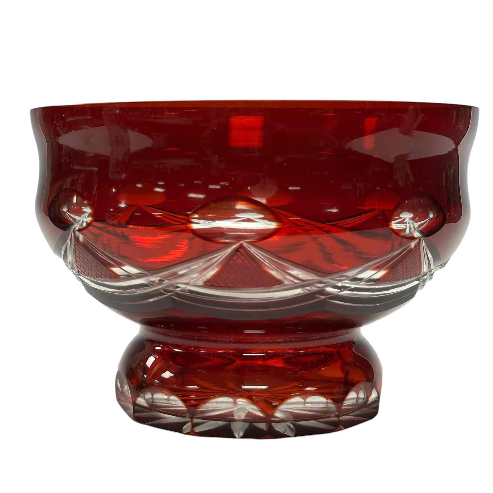 Czech Bohemian Ruby Cut to Clear Glass Bowl (1 of 12)