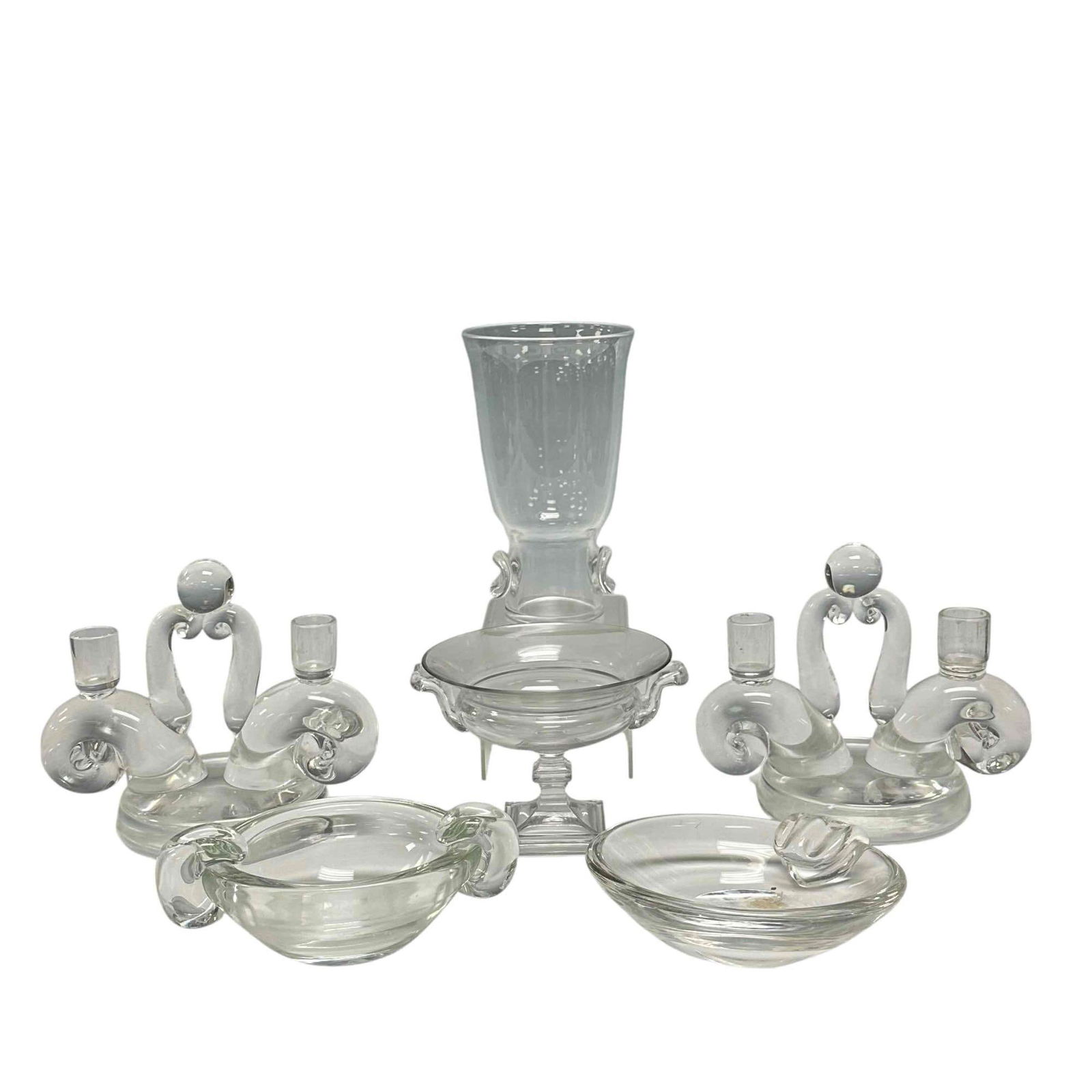 Six (6) STEUBEN Colorless Glass Objects (1 of 20)