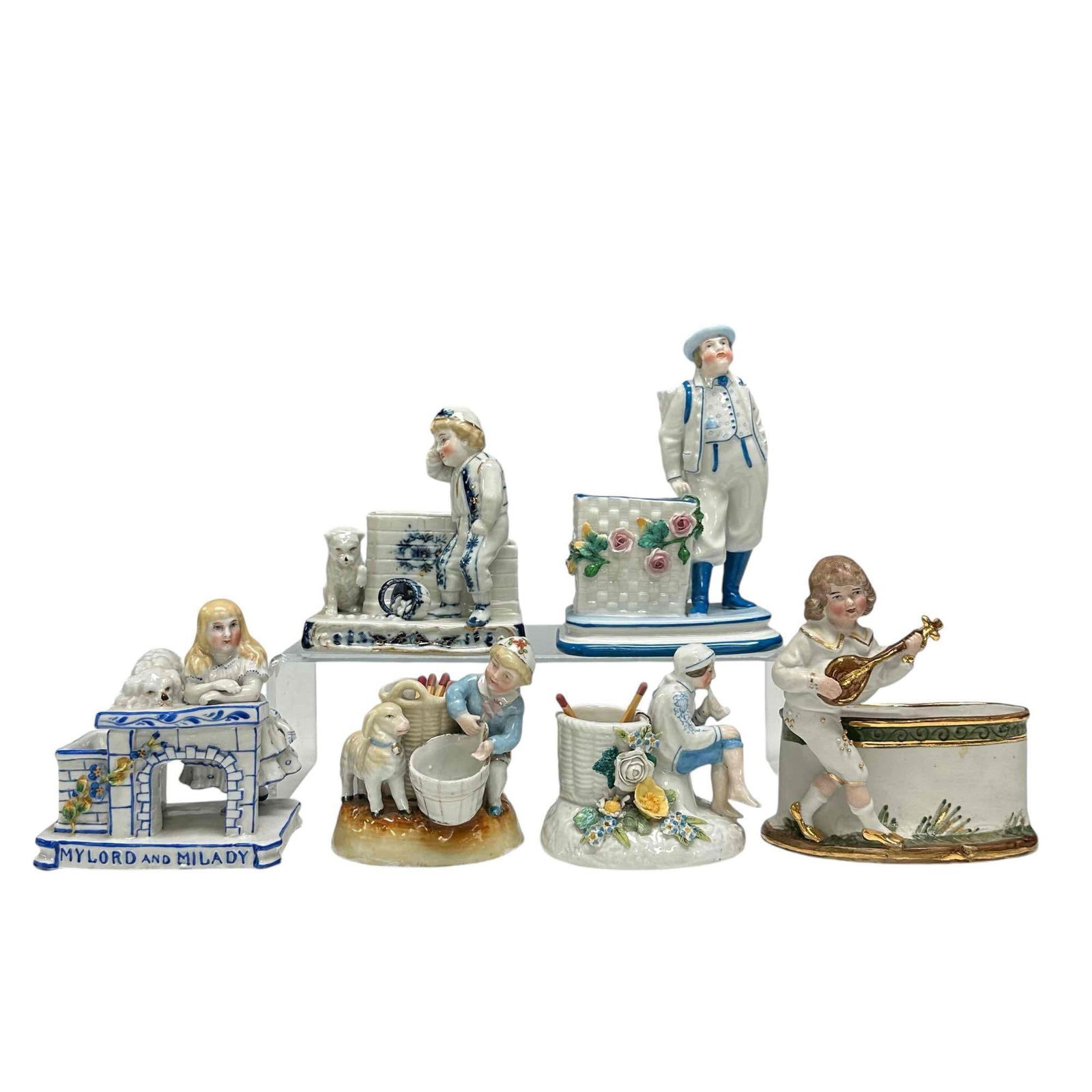 Six (6) Antique English Porcelain Match Holders (1 of 16)