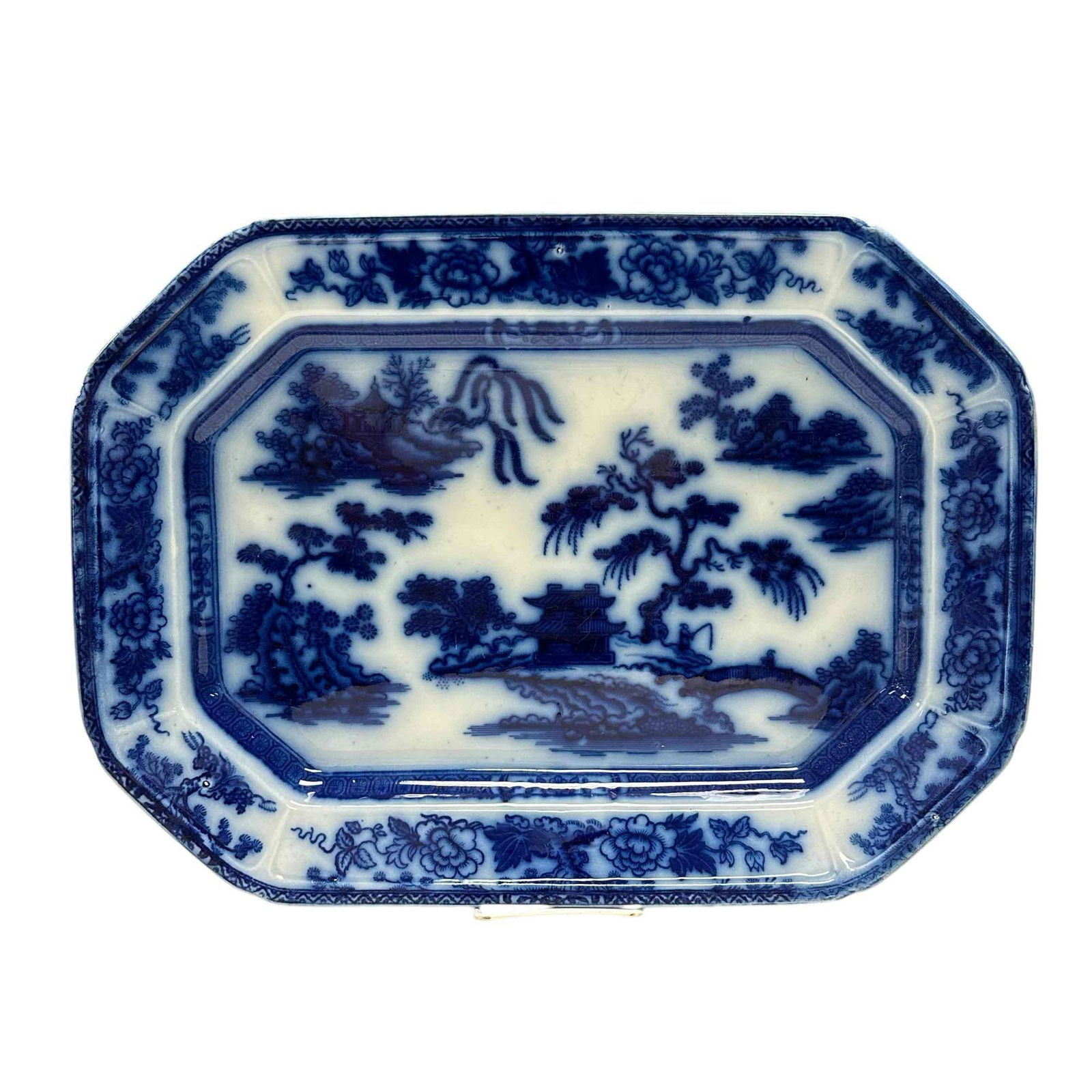 Staffordshire Ironstone Flow Blue Transferware Platter (1 of 13)