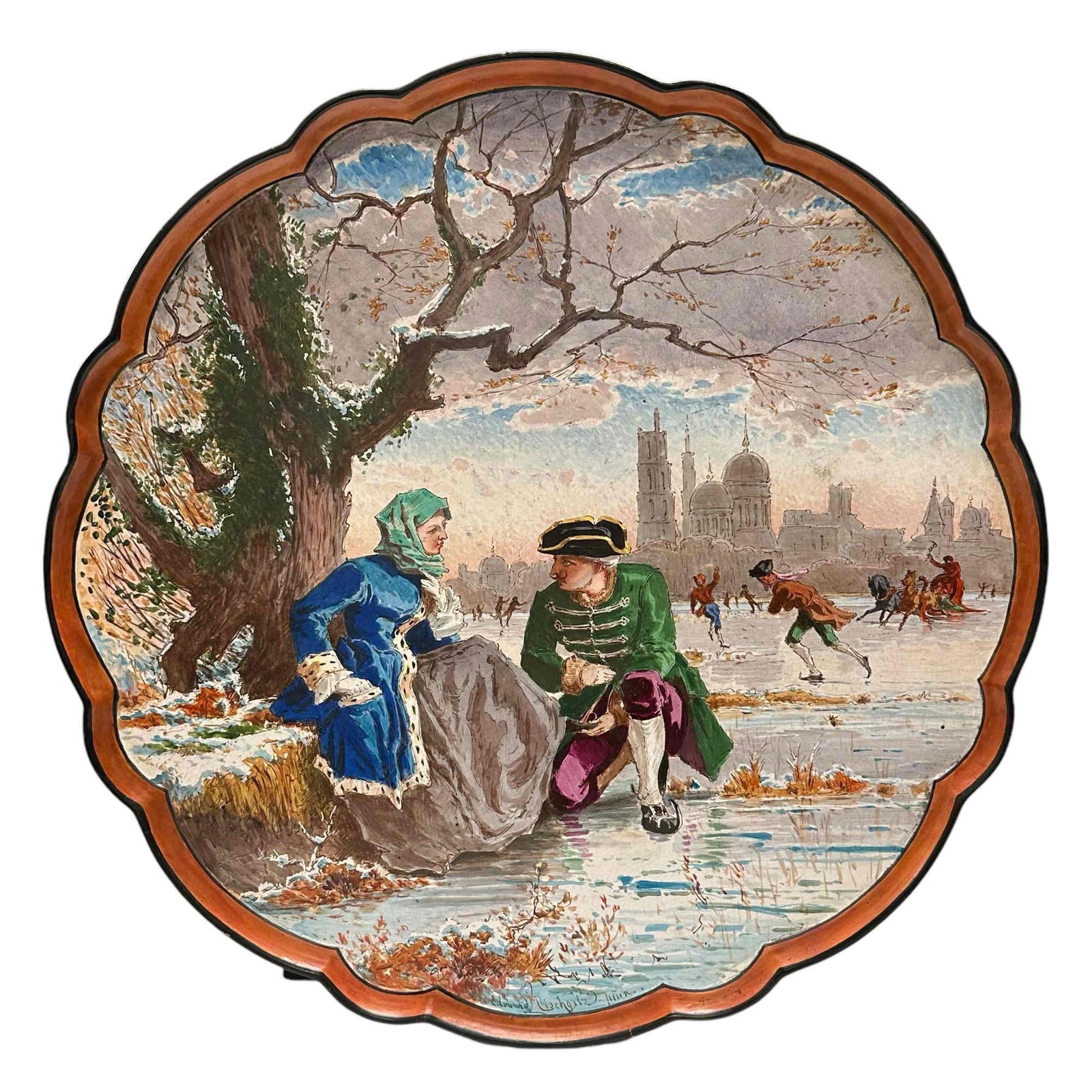 19th Century Signed Majolica Swivel Serving Tray on Pedestal (1 of 20)