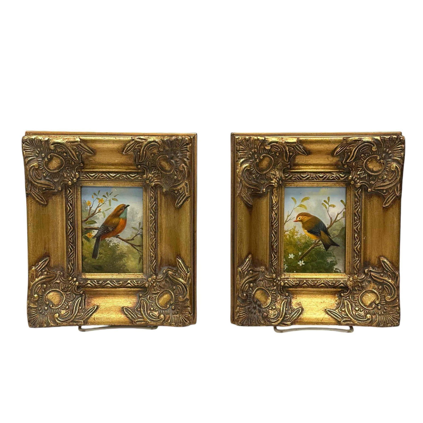 Two (2) Miniature Hand Painted Bird Portraits - o/b (1 of 12)