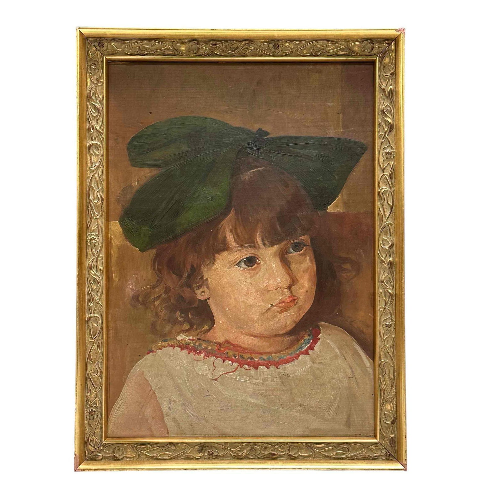 Early 20th Century Italian School Oil on Board Painting of a Girl: This painting of a girl in the oil on board medium is dated 1923 on the back. Writing in Italian on the back could potentially shed light on the subject or painter. A great piece for display and myste