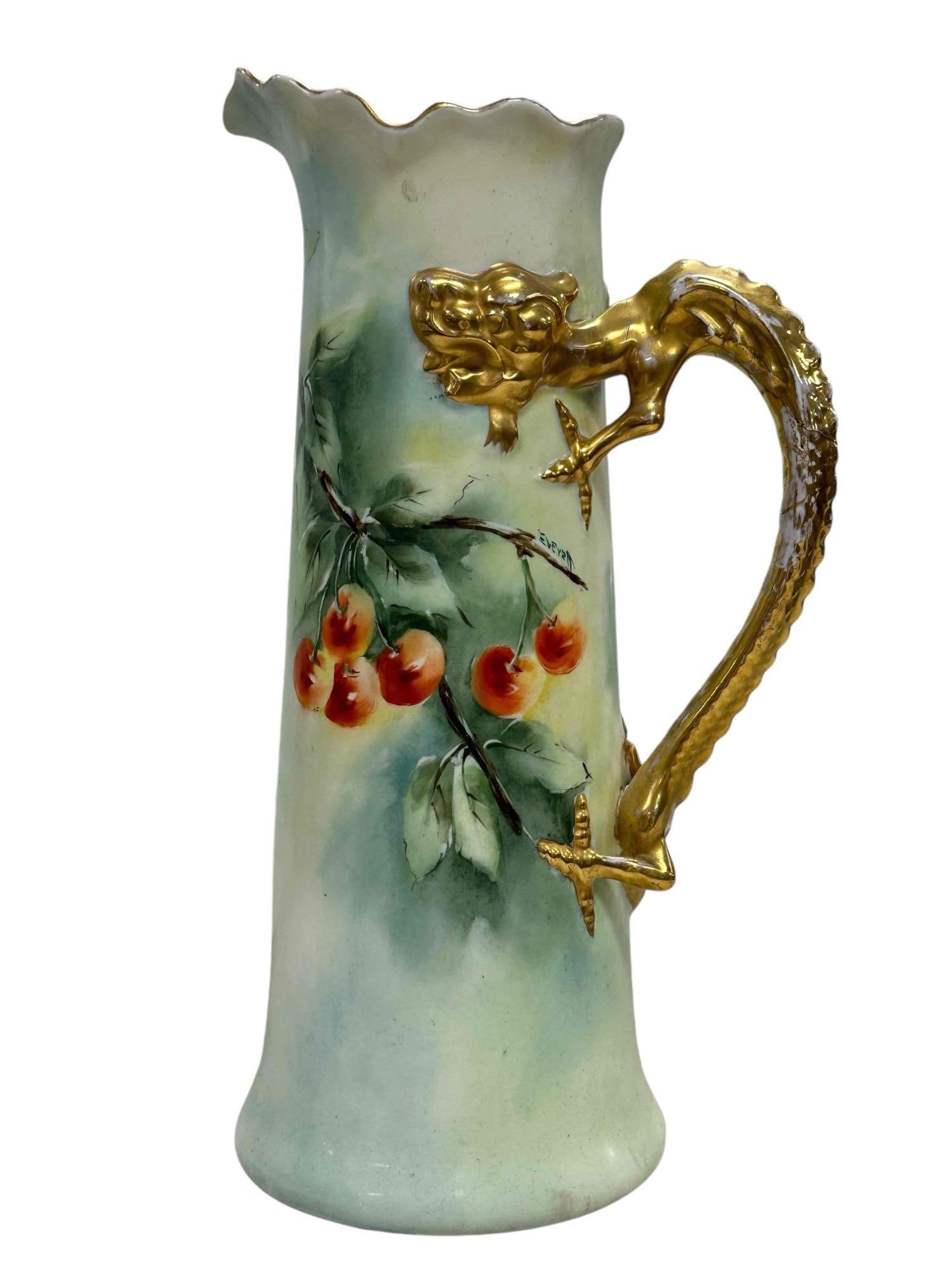 Jean Pouyat Limoges  Dragon Handle Hand Painted Tankard (1 of 20)