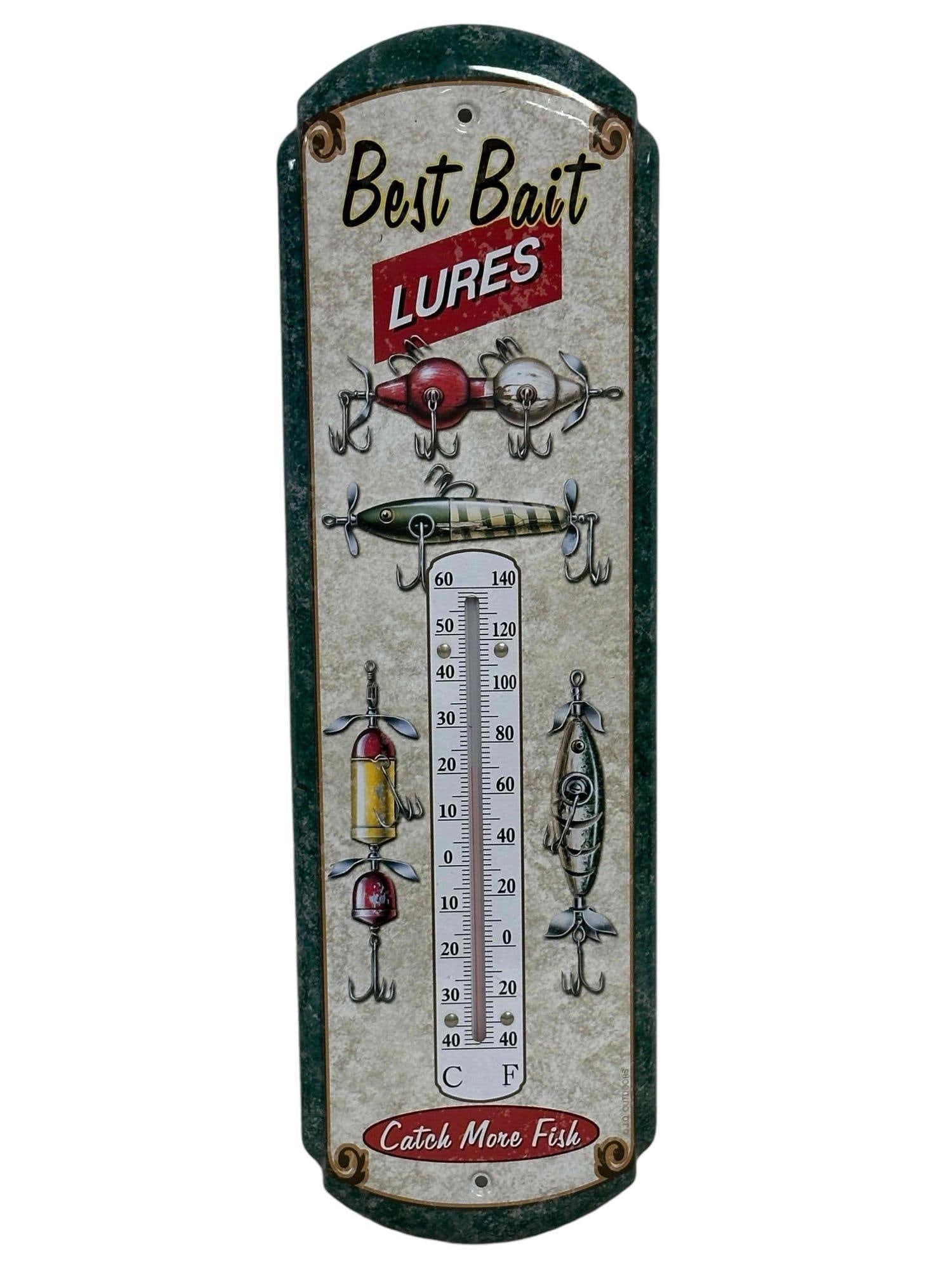 Best Bait Fishing Lures Metal Thermometer Sign (1 of 12)