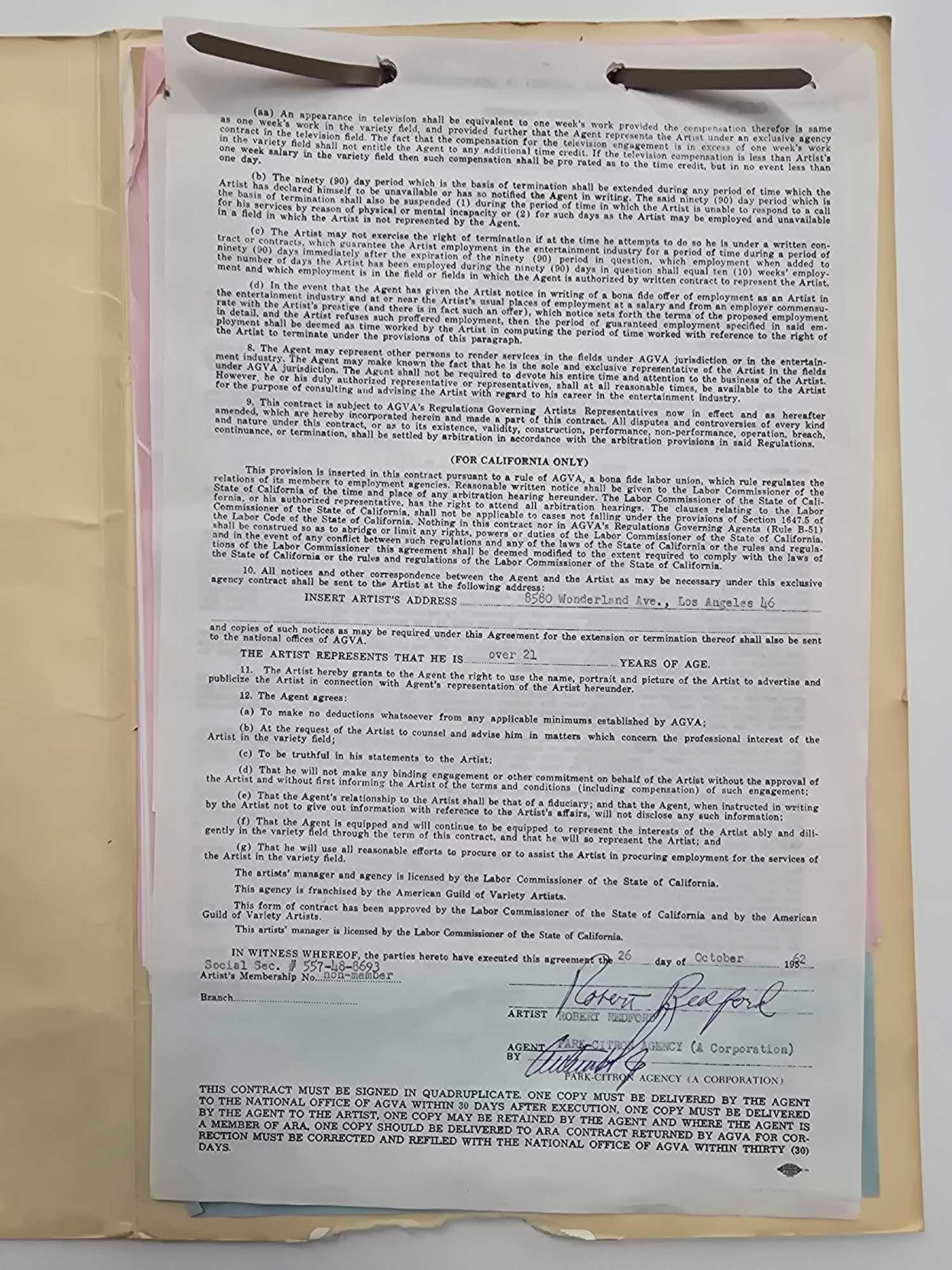 Robert Redford - Park Citron autographs and notes (1 of 10)