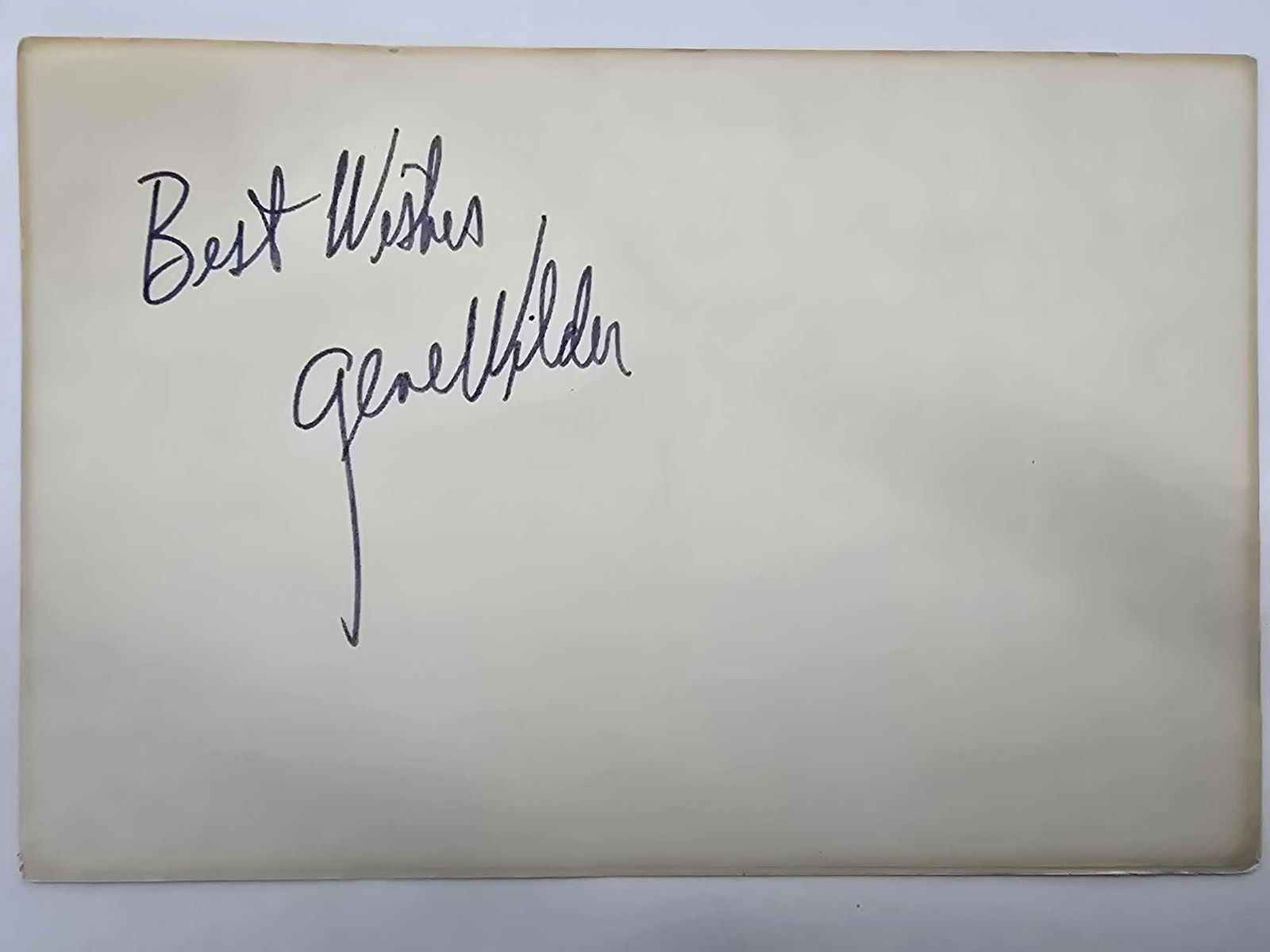 Gene Wilder autographed index card (1 of 2)