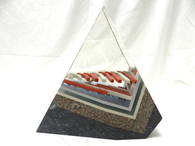 William Carlson Studio Glass Sculpture: Cast, laminated, cut ground and polished optical glass and granite 12"h x 10"w x 4"d Signed William Carlson is one of the most important figures in the studio glass movement, and this piece is a terri