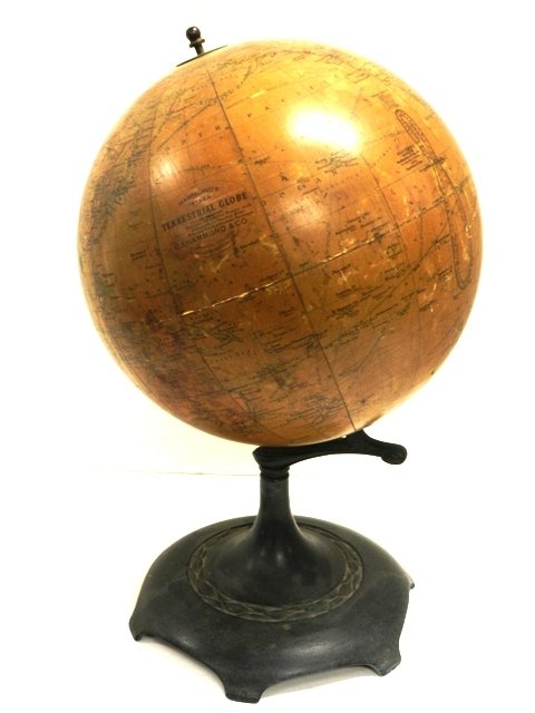 Hammond's 12-Inch Terrestrial Globe: Hammond 12-Inch Terrestrial Globe, made up of twelve chromolithographed paper gores and two polar calottes on zinc sphere, cartouche Hammond's 12-Inch Terrestrial Globe...3036 Principal Steamship Rout