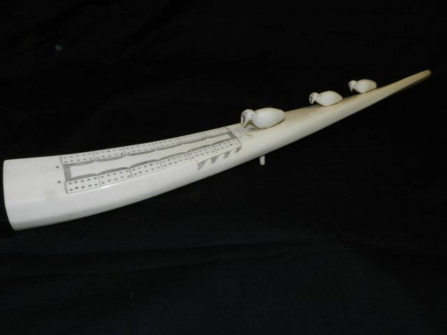 Carved Eskimo Walrus Ivory Cribbage Board Tusk - Dec 15, 2012 | Premier