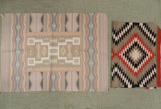 2 Southwest Weavings: 2 Native indian southwest throw weavings. Condition is age appropriate