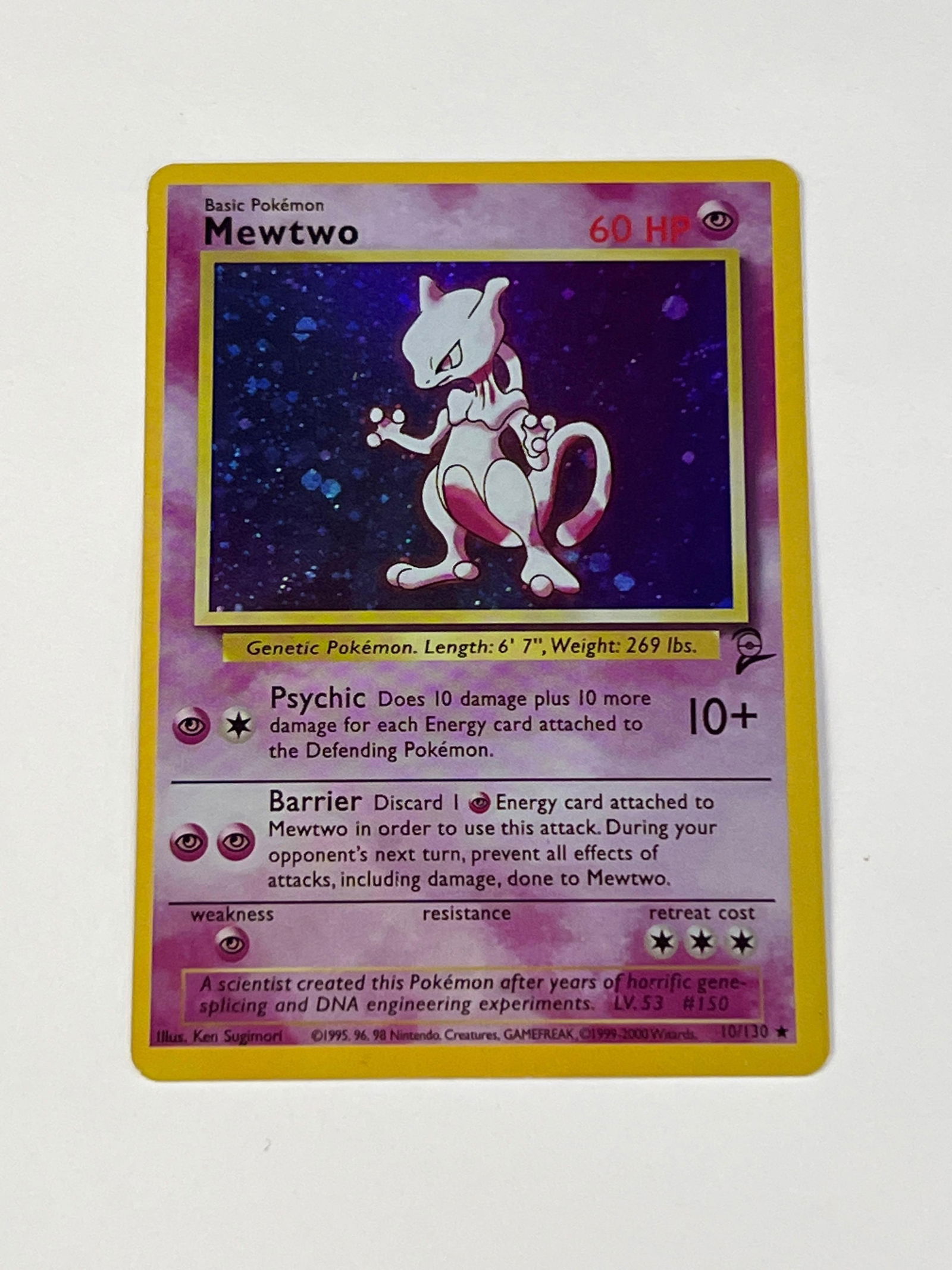 2000 Pokemon #10/130 Mewtwo Base Set 2 Holo WOTC (1 of 9)