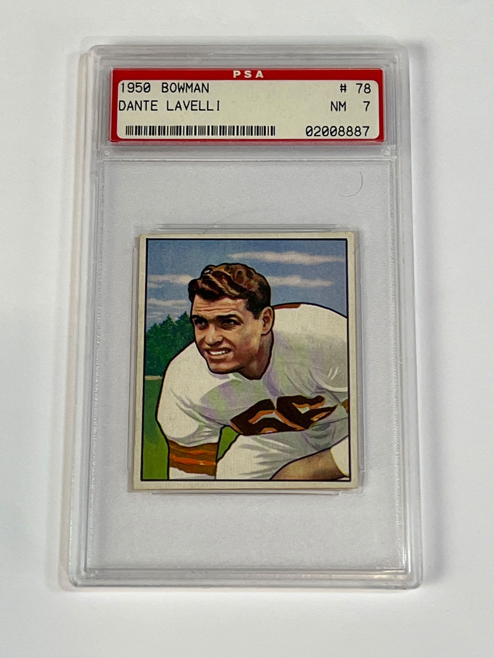 1950 Bowman #78 Dante Lavelli Rookie Card PSA 7 NM (1 of 6)