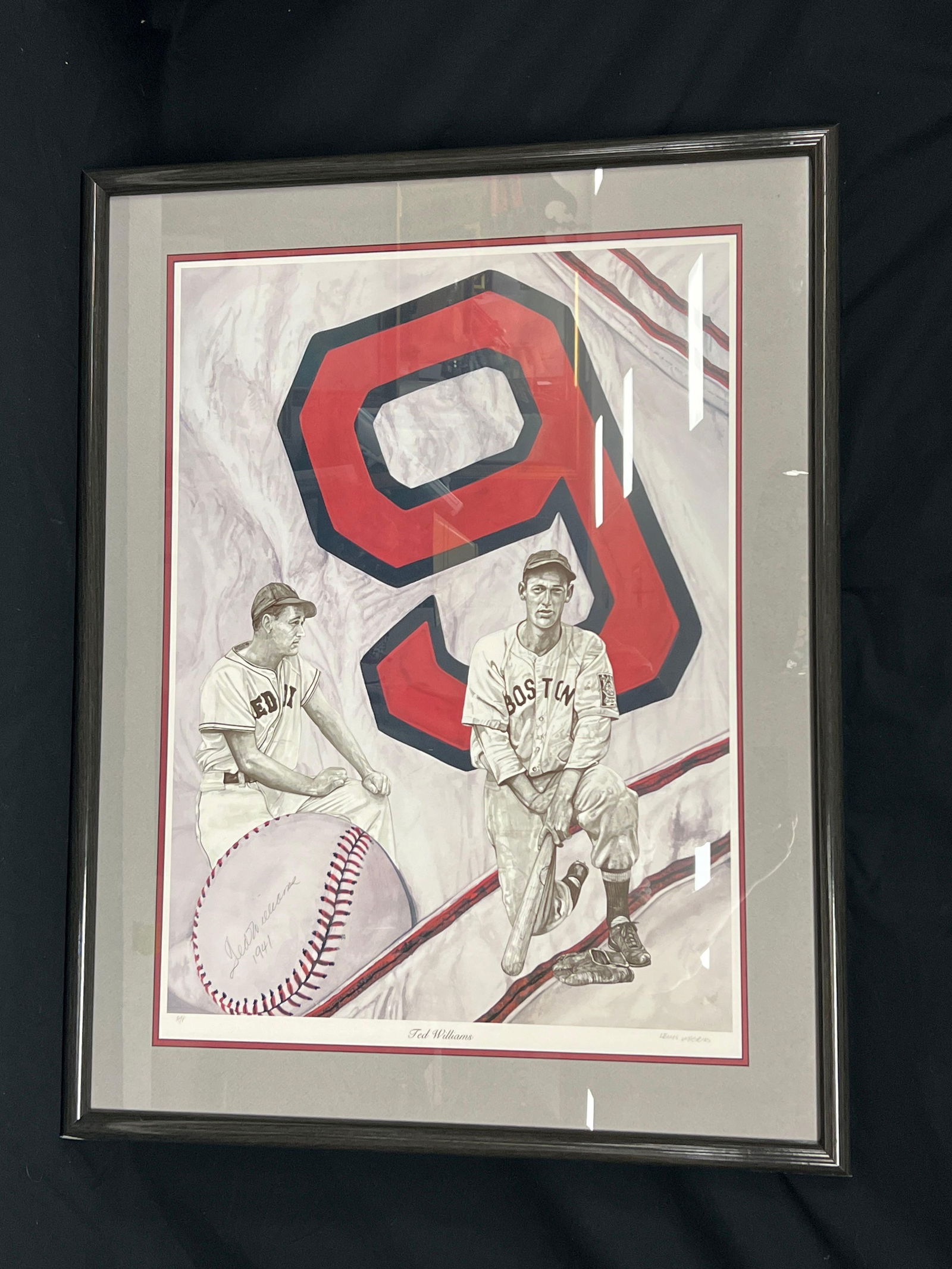 Ted Williams Autographed Framed and Matted Artist Proof Lithograph JSA (1 of 9)