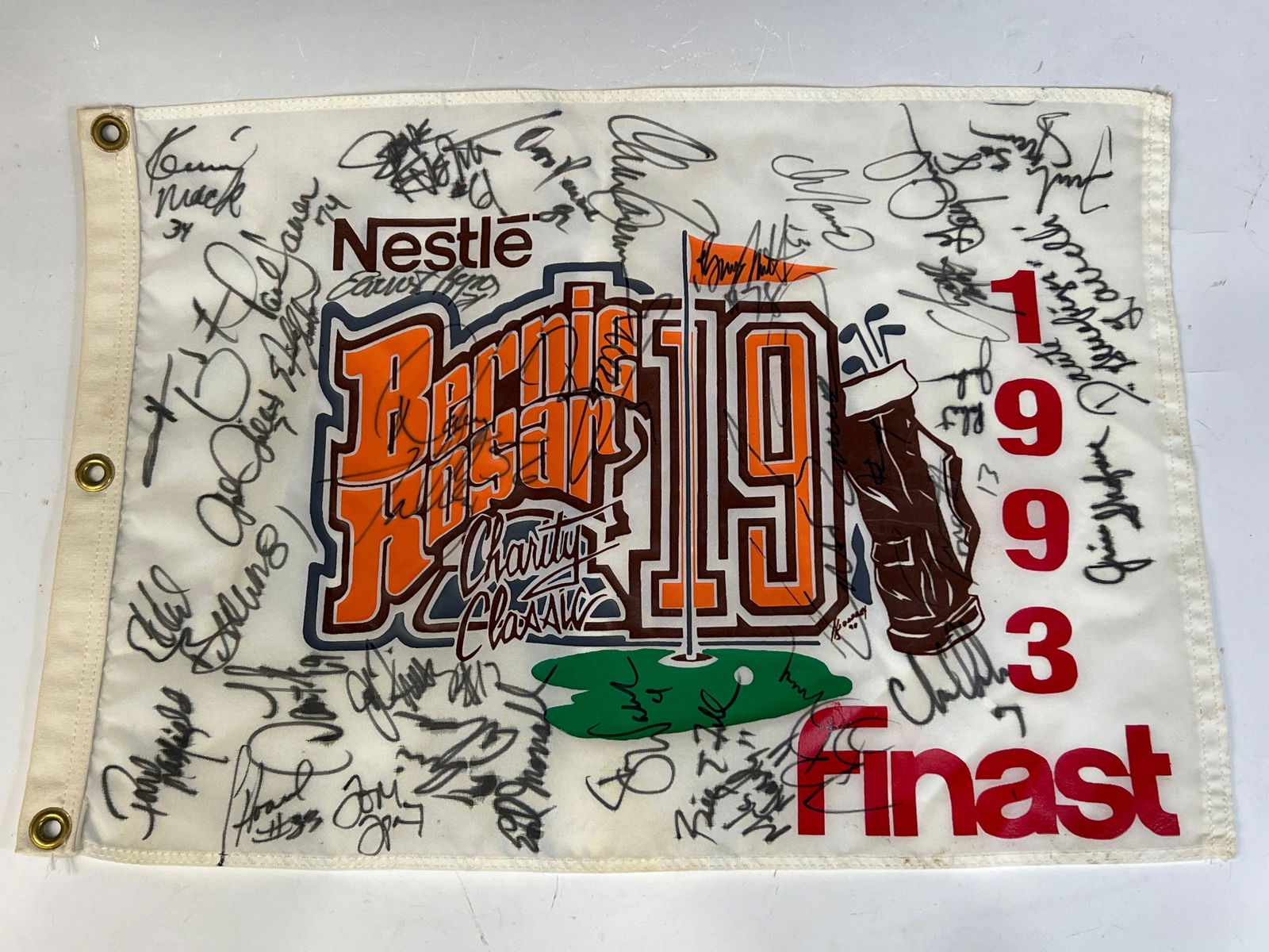 1993 Bernie Kosar Classic Signed Golf Flag w/ Nick Saban (1 of 7)