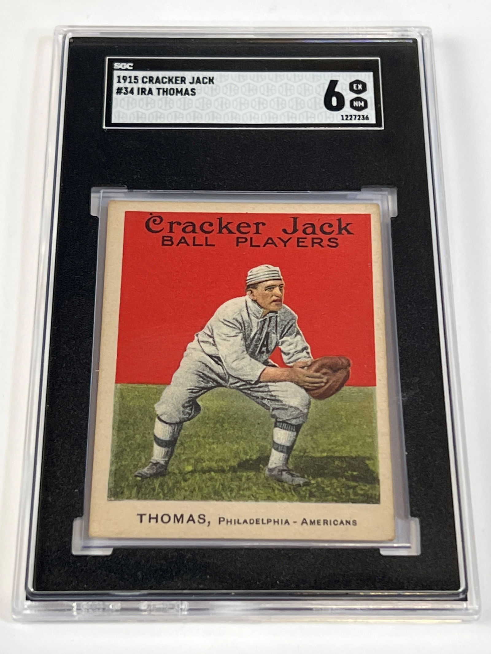 1915 Cracker Jack #34 Ira Thomas SGC 6 (1 of 7)