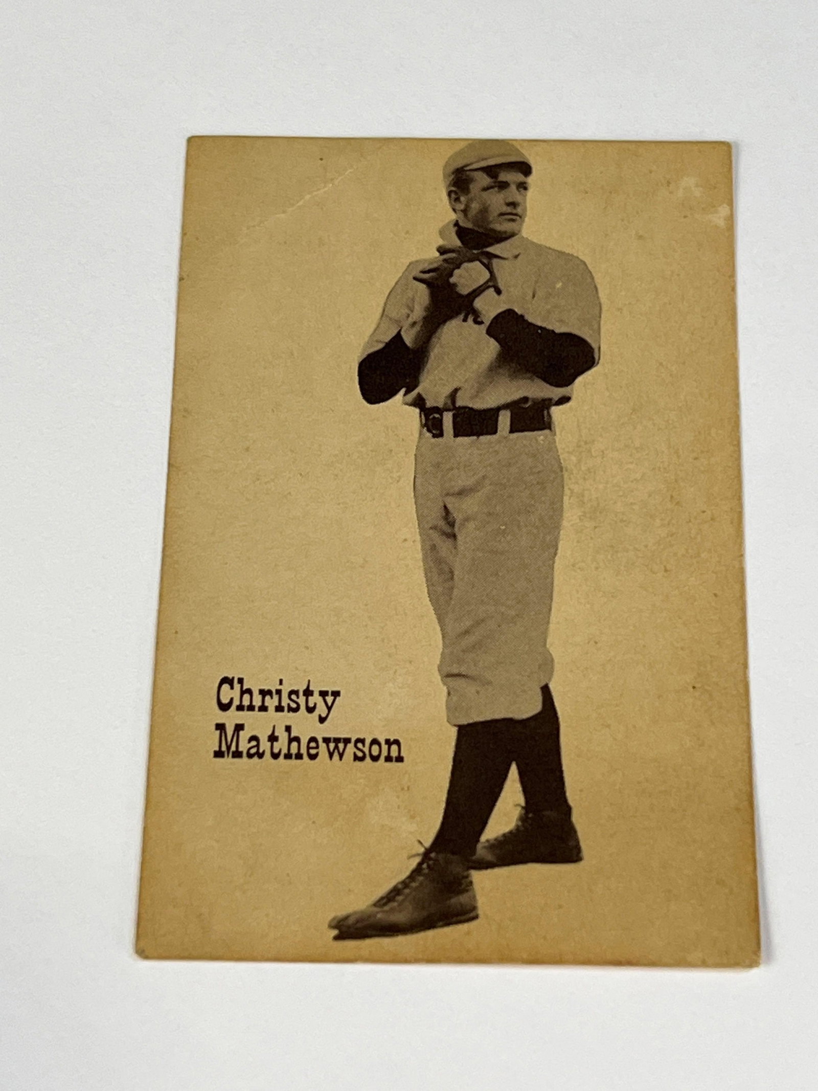 RARE 1951 Christy Mathewson Card from Connie Mack Book: A seldomly found card, this was issued along with three other cards in a folder with Connie's book. This Mathewson is VG condition and that might be conservative.