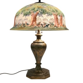 Pairpoint Artist Signed Reverse Painted Shade on Pairpoint Base