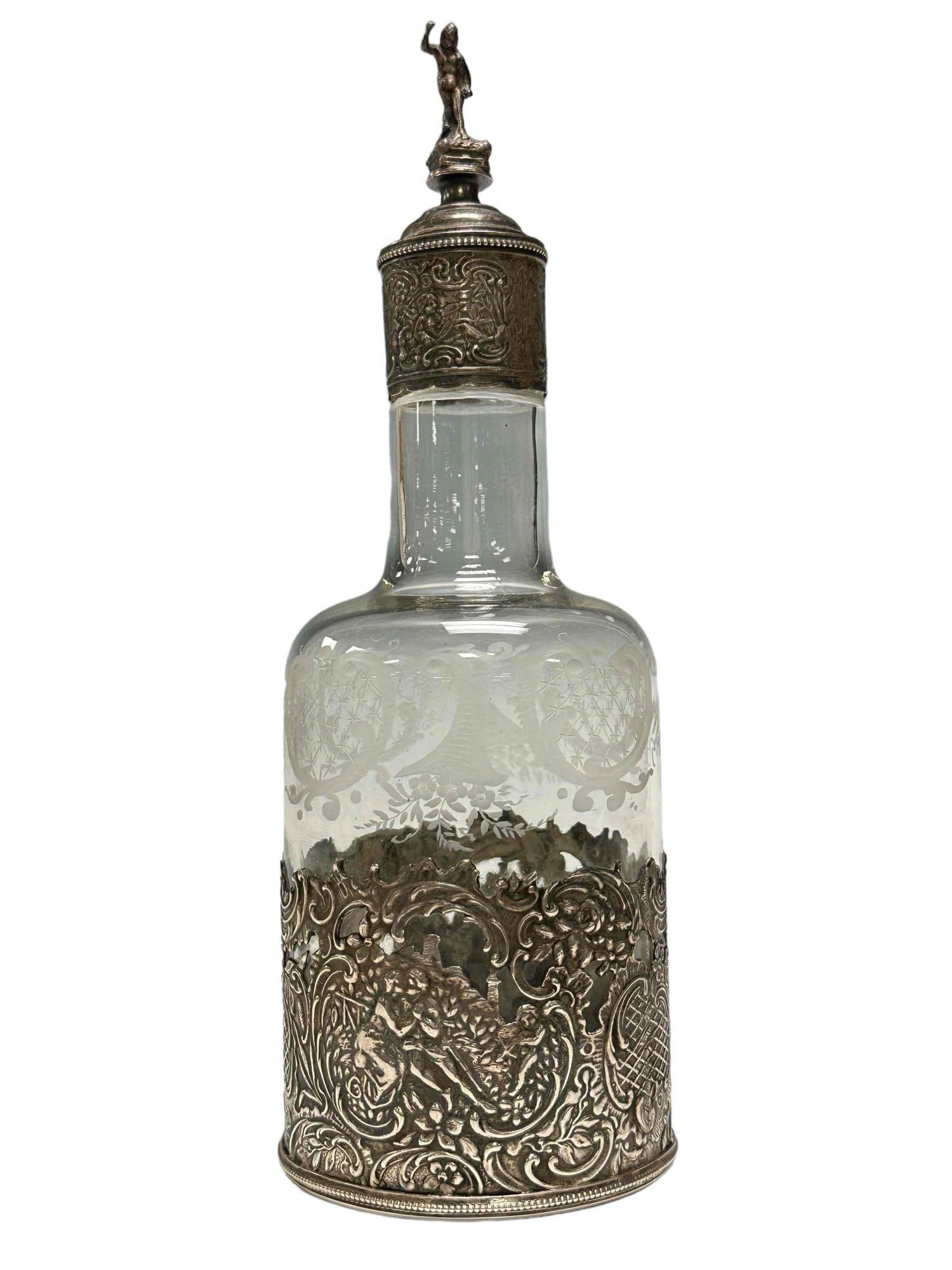 Italian .800 Silver with Etched Glass Bottle / Decanter (1 of 15)