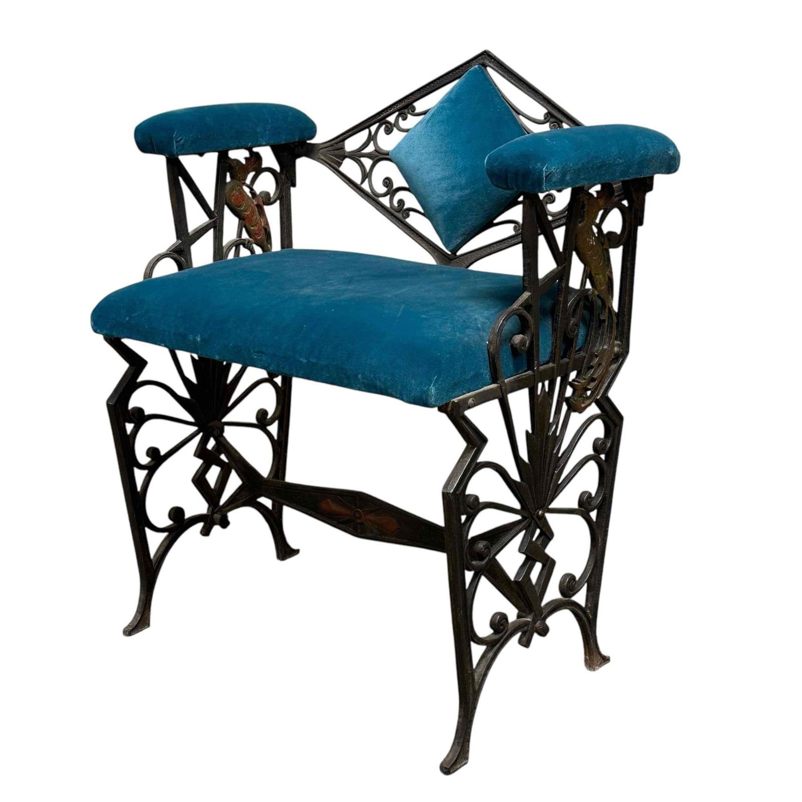 American Art Deco Bench Seat with PARADISE BIRD (1 of 20)