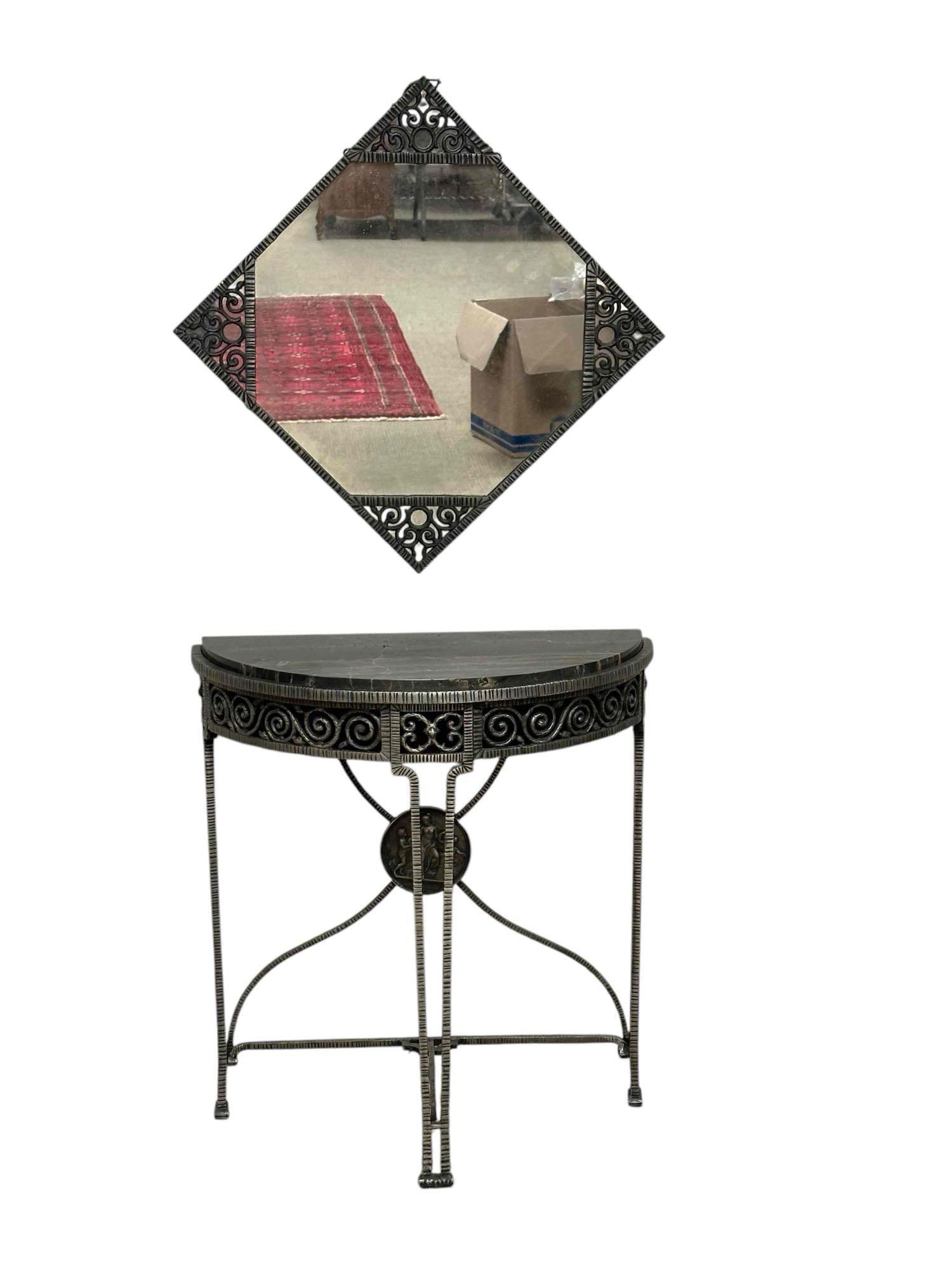 Fine Art Deco Renaissance Influenced Demilune Table w Mirror (1 of 20)