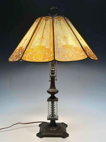 Handel Table Lamp #7760 Painted Shade on Bronze Base