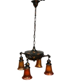 Arts and Crafts Japaned Patina Four Light / Lamp Fixture
