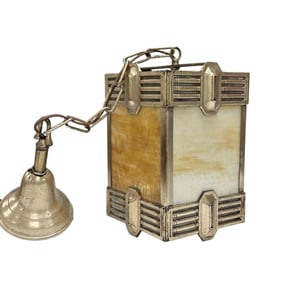 Art Deco Slag Glass Ceiling Lamp Light Fixture