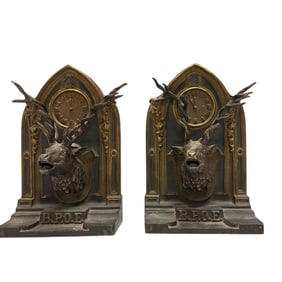 Bradley and Hubbard Stag Bronze Bookends