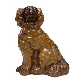 Rockingham Sewer Tile Pottery Dog